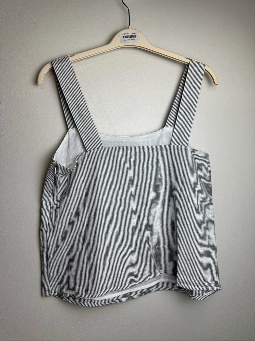 NWOT J.Crew Striped Linen Blend Square Neck Tank Top Black White